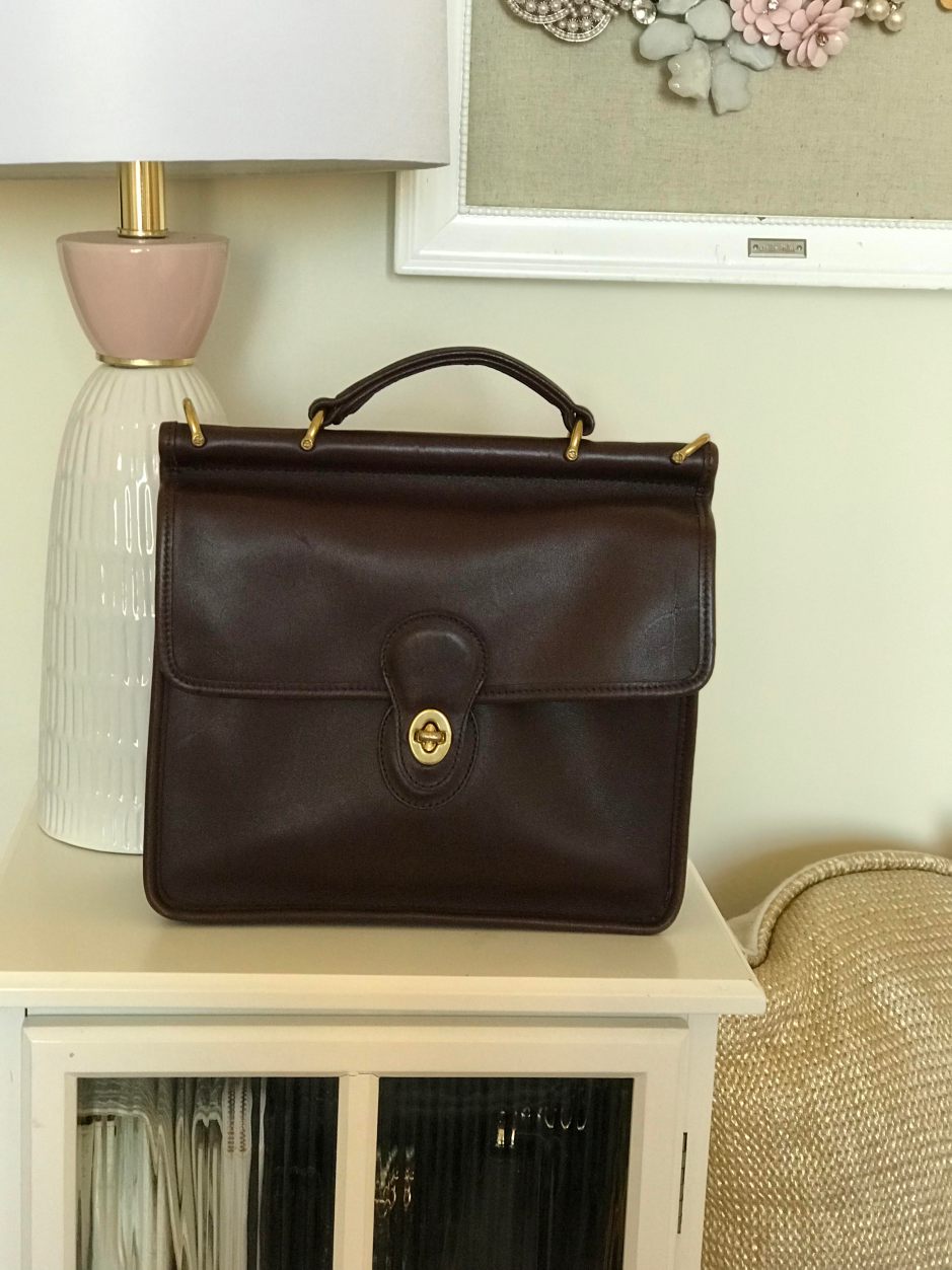 COACH Purse Vintage COURT Bag Satchel Purse Brown WILLIS Leather
